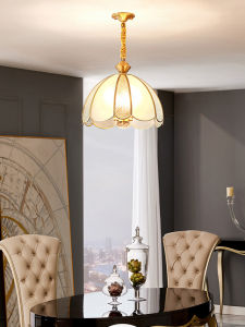 Full Copper Restaurant Chandelier American Retro Large Scale Home Dining Room Table Bar Lamp Entrance Balcony Lighting Fixtures