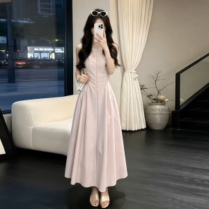 PEIZIXUAN | Đầm Dây Màu Hồng Elegante Pháp