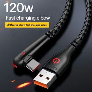 other | 120W USB To Type-C Fast Charging Cable 90Degree Elbow Design Nylon Braided Mobile Phone Data Cord For Huawei oppo Xiaomi Samsung