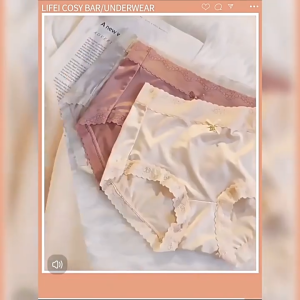 FINETOO 3PCS/Set High Waist Cotton Panties for Women Lace Breathable Briefs Seamless Antibacterial Crotch Underwear