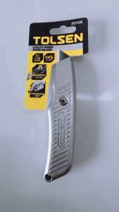 Dao Rọc Giấy Tolsen Lưỡi Liền Cán Nhôm 30108