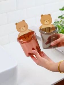 Cốc Gấu Dán Tường Để Bàn Chải Đánh Răng Hình Gấu Có Lỗ Thoát Nước Tiện Lợi Trùm Sỉ Gia Thành