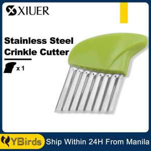 1Pcs Stainless Steel Vegetable Crinkle Cutter All-In-One Multifunctional Wavy Chopper French Fry Potato Slicer Cutter for Veggies Carrots Butter Lettuce Wavy Crinkle Chopper Cutter Knife Kitchen Gadgets
