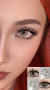 (COD) VIENNA Series Hot-selling Korean contact ,Big Eye linear-pattern Gray/Brown 14.5mm