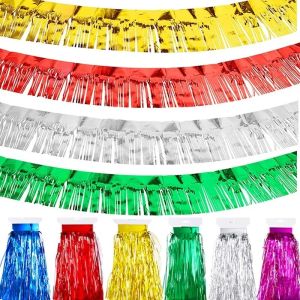 3m Glitter Foil Tinsel Garland Shinny Metallic Tassel Curtain Banner for Christmas Birthday Party Wedding Backdrop Wall Decors