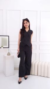 LONAIRE 3320 - Rachelle Set Fashion Wanita Setelan Premium Vest Beluci Stripe