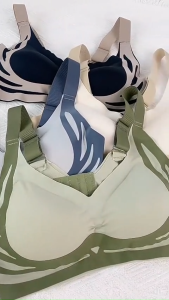 Breathable Ice Silk Seamless Bra Buckle Wireless Push Up Bralette Underwear for Women