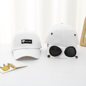 Kids Pilot Hat Baseball Cap Baby Duckbill Sunscreen Children Cat Ears Pilot Hats with Sunglasses Boys Girls Parent-Child Caps