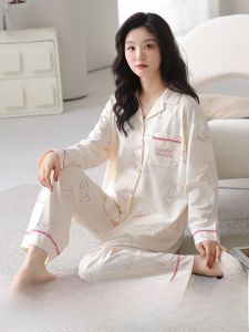 MiiOW | Bộ đồ ngủ dài tay MiiOW dành cho nữ mùa thu 2025 Bộ đồ mặc nhà ngọt ngào cỡ lớn Quần dài thường ngày Đồ ngủ mùa thu