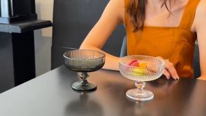 Ly Thủy Tinh  Sọc Trong Suốt  đựng Cocktail kem  Sữa Chua  Món Tráng Miệng Phong Cách Bắc Âu Sang Trọng