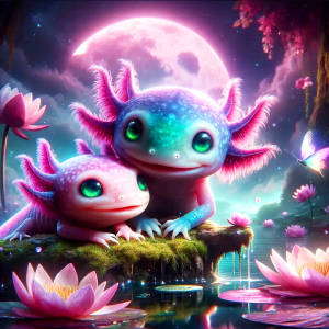 Bộ Tranh Kim Cương Huacan Axolotl - Tranh Dán Đầy Đủ Họa Tiết Hoa Mặt Trăng Chủ Đề Động Vật Quà Tặng Thêu Resin