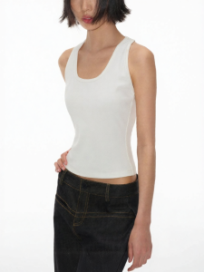 High Density Ribbed Fabric Slim Fit U-Neck Tank Top