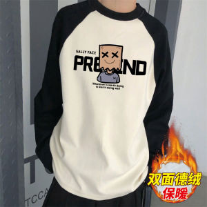 Áo Thun Nam Tay Dài Dày Lót Lông Cừu American Deer Cổ Tròn in Họa Tiết Mùa Thu Đông Thường Ngày Thoải Mái Thoáng Khí