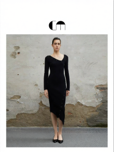 Summer Knit Stretch Slim Asymmetric Dress