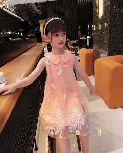 เครื่องดื่มเดรสแขนกุดเด็กหญิง ซึ่งเป็นชุดเจ้าหญิง ใหม่ๆ ซึ่งมีฤดูร้อนสไตล์ใหม่แฟชั่นเกาหลี