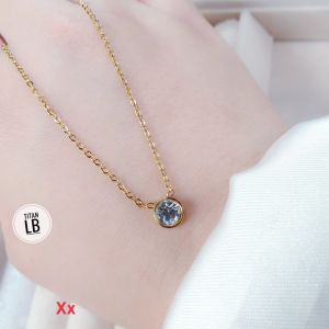 RinaXp- Kalung Titanium Simpel Elegan Permata Zirkonia Mini Fashion Jewellry Korean Style