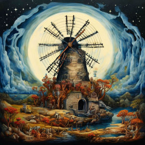 Huacan Full Square Round Drill Diamond Painting Moon Windmill Building Diamond Mosaic Landscape Art Decorative Paintings