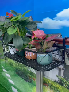 OutingSG® Outdoor Flower Pot Hanging Rack Balcony Garden Metal Railing Stand Planter Hanger Plant Pot Hanger Anti-rust Thickened