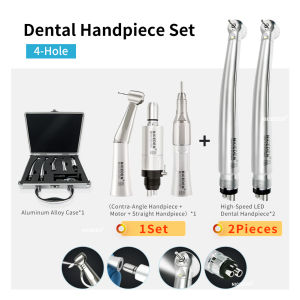 Niceden Dental High Speed Turbine&Low Speed Contra Angle Straight Handpiece Kit Air Motor LED 2 High and 1 Low Motor Handle