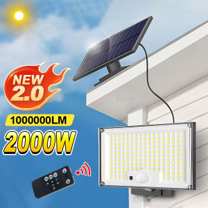 100000LM 2000W Solar Lights Outdoor with Motion Sensor Solar Flood Lights Waterproof Solar Powered Security Porch Street Light