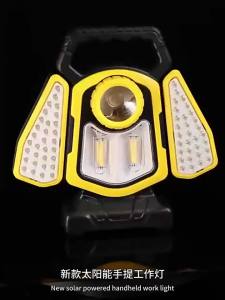 Solar Rechargeable LED Camping Lantern with Strong Beam Flashlight Portable Outdoor Multifunctional Searchlight for Tent Hiking