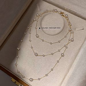CAFFTI | Long Layered Akoya Grey Full Star Pearl Necklace Summer Luxury Style