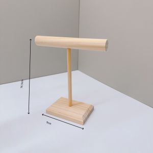 Portable Hard Wooden Bracelet Chain T-Bar Rack Jewelry Display Stand for Bangle Watch Necklace Home Organization Holder Showcase