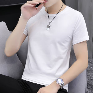 เสื้อยืดคอกลมแขนยาวผ้าฝ้ายแท้สีแดงหนาสำหรับผู้ชาย ทรงเข้ารูป ทรงปกติ แฟชั่นฤดูใบไม้ร่วง คอลเลกชั่นฤดูใบไม้ผลิ 2025