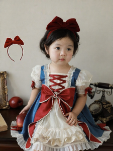 YOEHYAUL | Đầm Cung Điện Hoài Cổ Mùa Hè Phong Cách Tuyết Trắng Lolita Nơ Đỏ Ruby