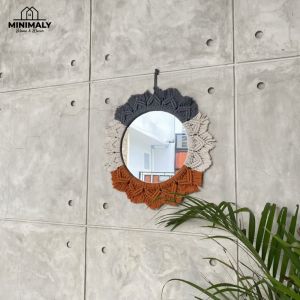 MINIMALY Cermin Dinding Aesthetic 100% Cermin Asli (Cm.Variasi) Cermin Gantung Cermin Estetik Dekorasi Rumah Kaca Cermin Kaca Dinding Kaca Gantung Cermin macrame