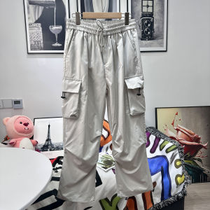 Outdoor Workwear Pants Mens Loose Fit Summer Thin Wide Leg Cargo Trousers Fashionable Urban Style Straight Leg Long Pants