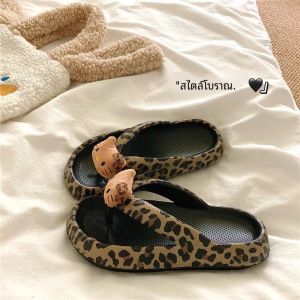 ขายร้อน ผู้หญิง ฤดูร้อน รองเท้าแตะส้นหนา สไตล์เกาหลี รองเท้าแตะชายหาดแบบสวม ทันสมัย Gingham KT Cat อินเทรนด์ Vintage