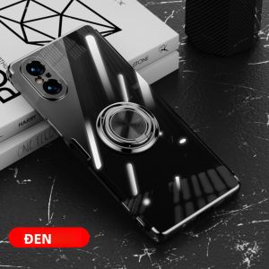 Ốp Điện Thoại Từ Tính Trong Suốt Mạ Mỏng Cho Sony Xperia 10 5 1 ACE VI V IV III II Với Vòng Kim Loại Vỏ Chân Đế Chống Trầy Xước Chống Bụi