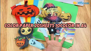 Colored Paper A4 20 Sheets Officom 10 Assorted Colors 70GSM 80GSM Origami Crafts