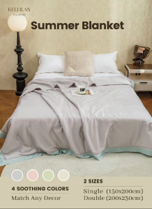 KELLILAN Summer Aircon Blanket – 1200TC TENCEL Fabric | Light weight & Breathable | Elegant Lace Trim | Two Sizes Available