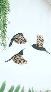 3pcs Wooden Black Bird Wall Decor Art Vintage Gothic Home Decor for Living Room Bathroom Kitchen Decorations Indoor Outdoor Gift