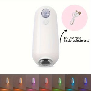USB Rechargeable LED Motion Sensor Light | 1pc | 8 Color Changing Adjustable Brightness | Indoor Motion Sensor Lights for Stair