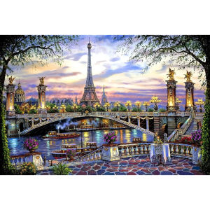 500 1000 1200 2000pcs Jigsaw Puzzle Eiffel Tower And Paris Bridge With River Seine Cityscape For Adults Family Fun Brain Teaser