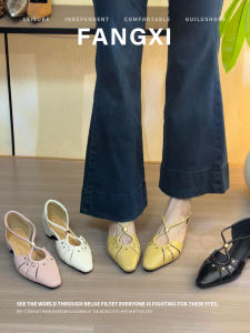 Vintage Rivet Hollow Square Toe Flat Shoe