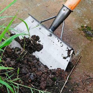 Garden Shovel Multifunctional Cleaning Shovel Shovel Gardening Scraper Farm Weeding Tool Multi-Functional All-Steel Garden Flat Shove Farm Shovel for Outdoor Garden Grass(23cm Excluding Handle)
