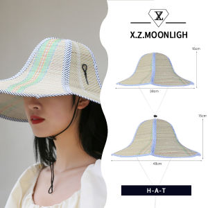 【X.Z.MOONLIGH】Sun Protection Summer Foldable Large Brim Camping Hat Farm Work Sunshade and Rainproof Double-Sided Fishing Hat