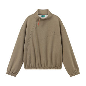 JNXS | Áo Hoodie Cổ Đứng Có Zip Nghiêng và Thêu Chất Liệu Nặng
