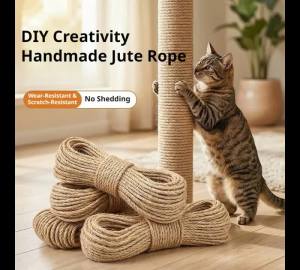 10M Natural Jute Rope Cat Tree Scratching Post Replacement Sturdy Long-Lasting Decorative Rope for Crafting Cat Scratch Post