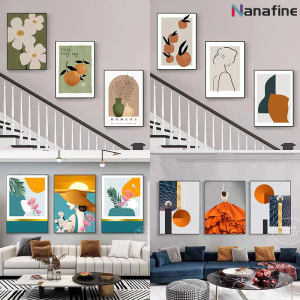 Nanafine【🚀Thai Shipping】3pcs ดูเพล็กซ์บันไดตกแต่งภาพวาดทางเดินที่เรียบง่ายทันสมัยห้องนั่งเล่นวอลล์เปเปอร์ตกแต่งบ้านโปสเตอร์แฟชั่น(20*30CM/30*40CM)