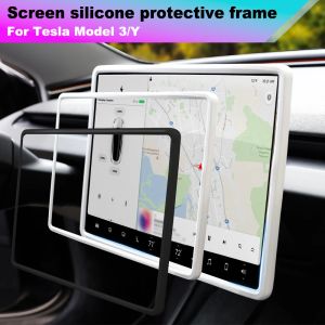 For Tesla Screen Protector Silicone Frame Display Edge Body Cover Central Control Accessories For Tesla Model 3 Y Juniper 2025