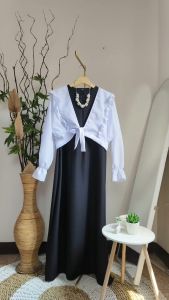 SERAYU DRESS OUTER SET/DRESS DAN ROMPI WANITA KOREAN STYLE AKSEN SLETING DEPAN
