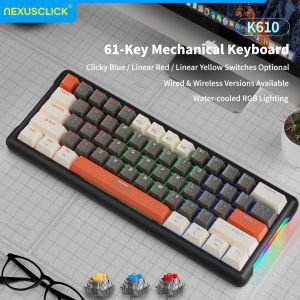 NexusClick 61 Keys Red Switch Mechanical KeyboardHot Swappable RGB Backlit 60% Stylish Esports Gaming Keyboard for PC/Mac Work