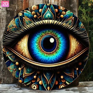 Evil Eye Wall Art Bohemian Retro Aluminum Sign Colorful Vintage Decor for Home Garden Bar Spiritual Room