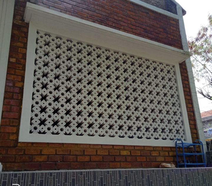 Roster beton minimalis varian motif warna putih abu merah/hiasan dinding/lubang angin/dekorasi rumah