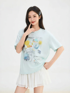 SANFU | Ocean Print Loose Round Neck Short T-Shirt